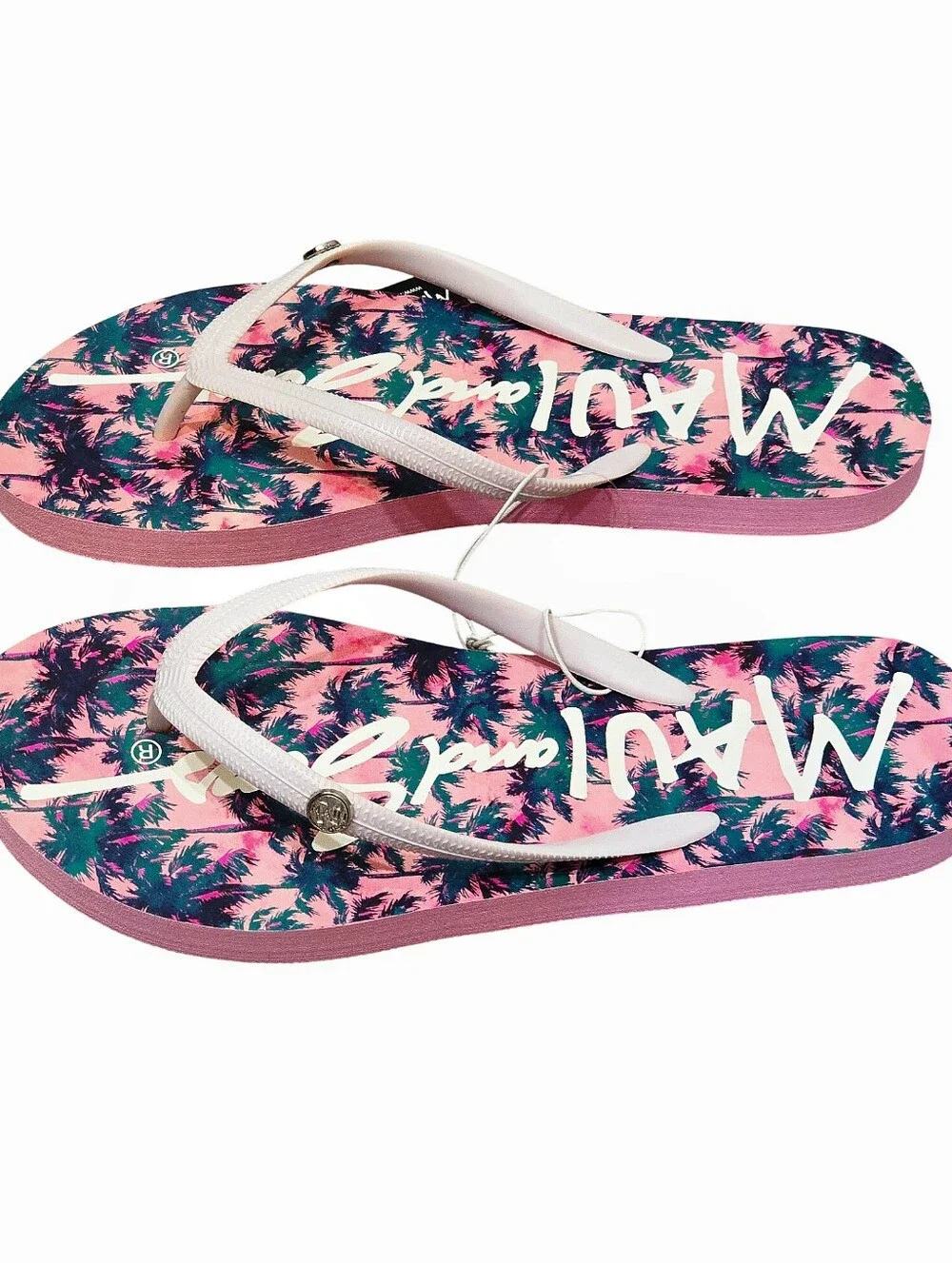 Maui And Sons Sugar Pink Tropical Palm Flip-Flop Sandals